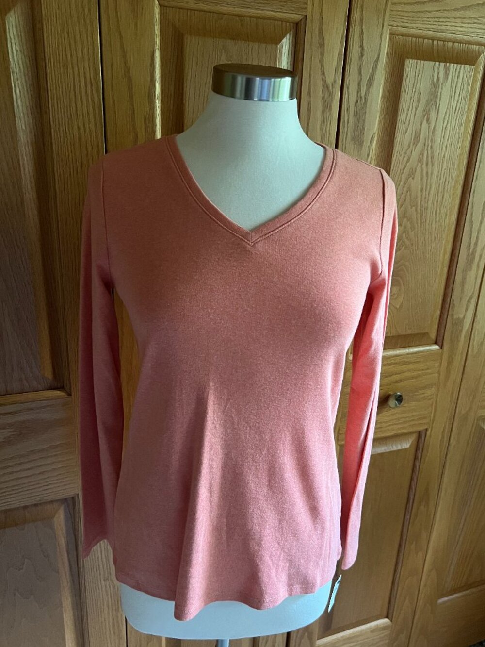 TALBOTS -- Ribbed Pima V-Neck Tee - Heathered -- NEW with Tag
